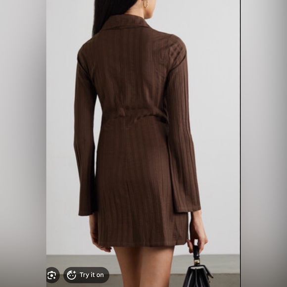 Reformation Benton Ribbed Mini Shirt Dress - Picture 2 of 7